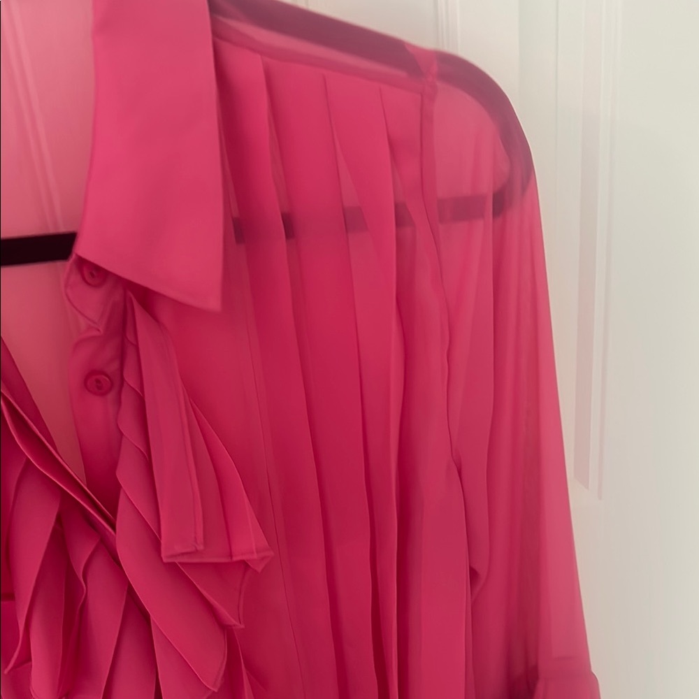Alexis Pink Ruffled 3/4 Sleeve Blouse - Picture 7 of 8